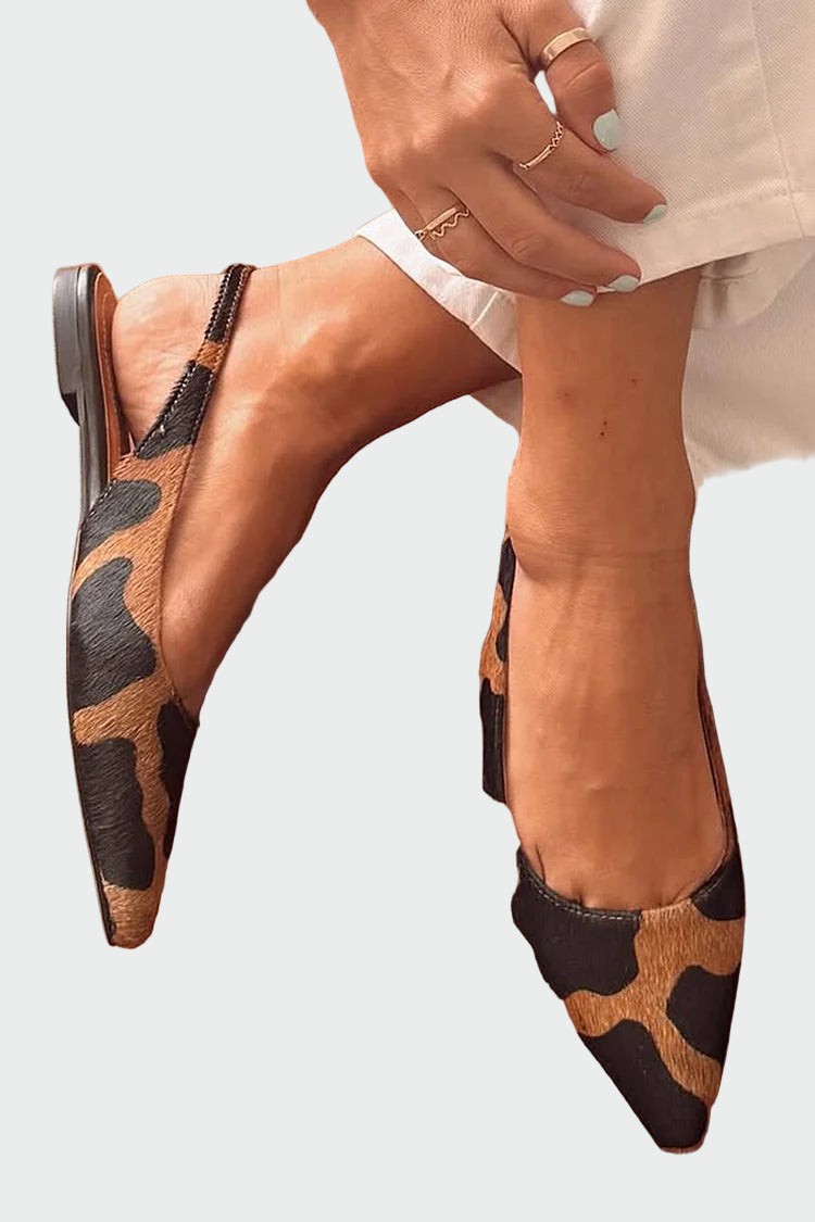 Leonora Elegantní Slingback Baleríny S Ostrou Špičkou - barva Hnědý - fotografie 1