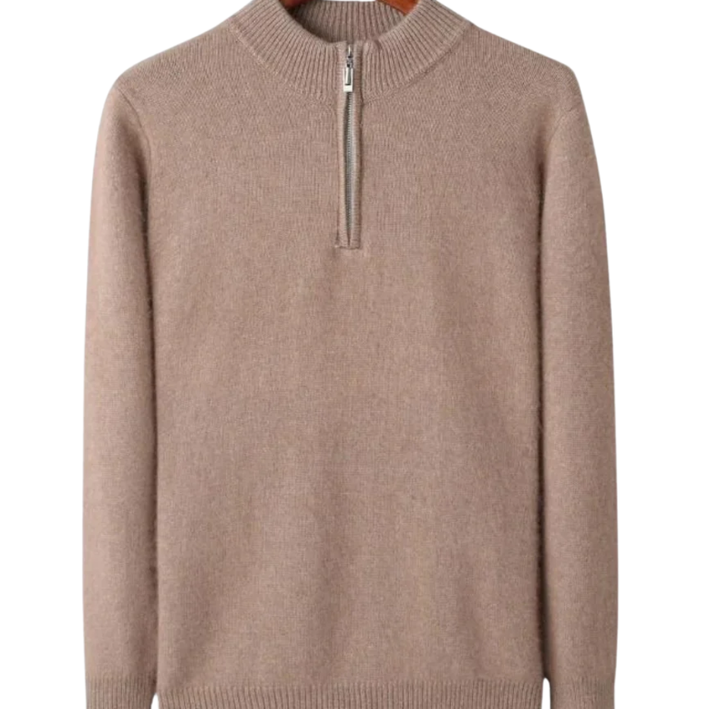 Genève Cashmere Zip Up - barva Camel - fotografie 1