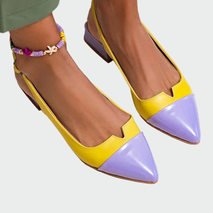 Baleríny Dvoubarevným Detalem Špičatou Špičkou Slingback
