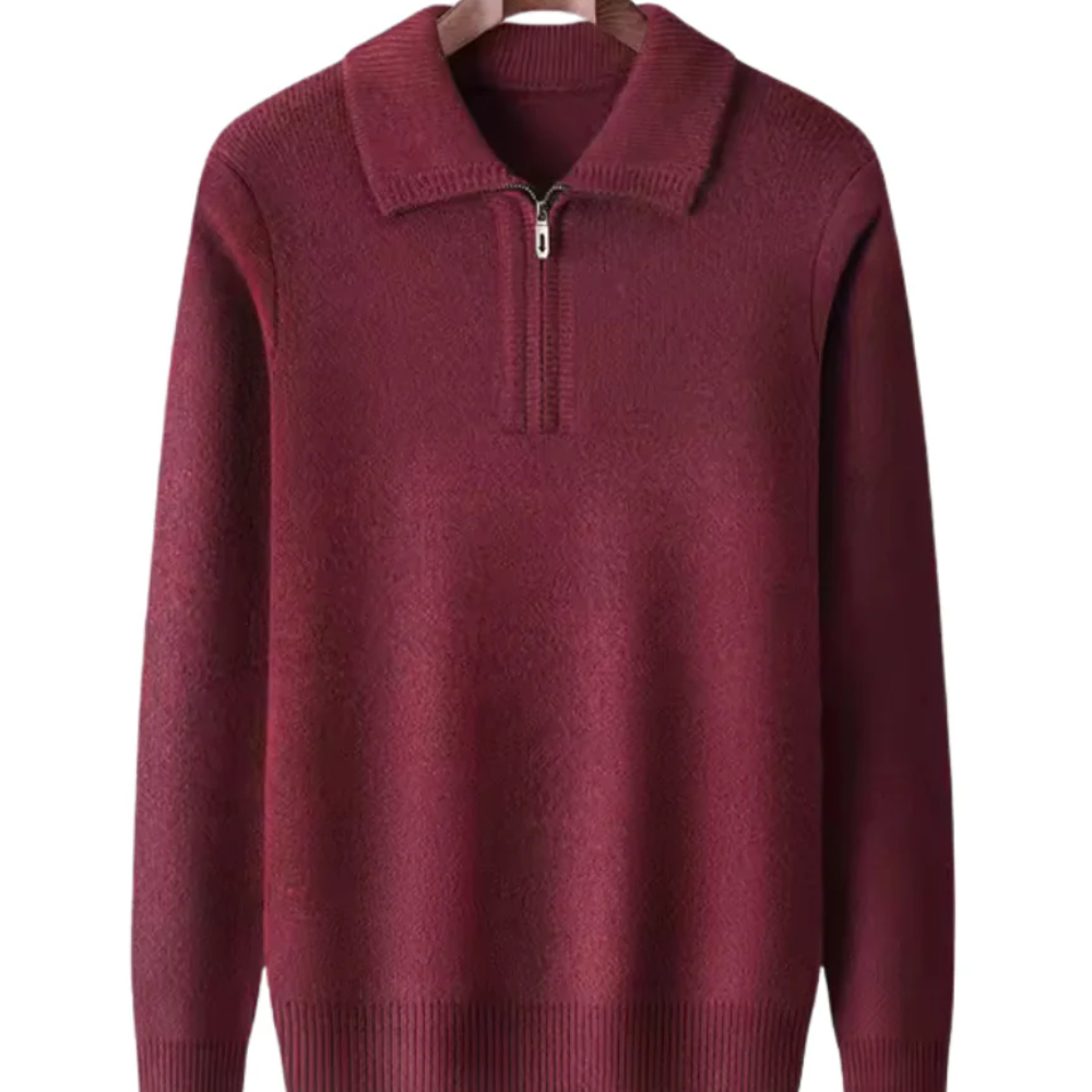 Gstaad Cashmere Quarter Zip Sweater - barva Bordeaux - fotografie 1