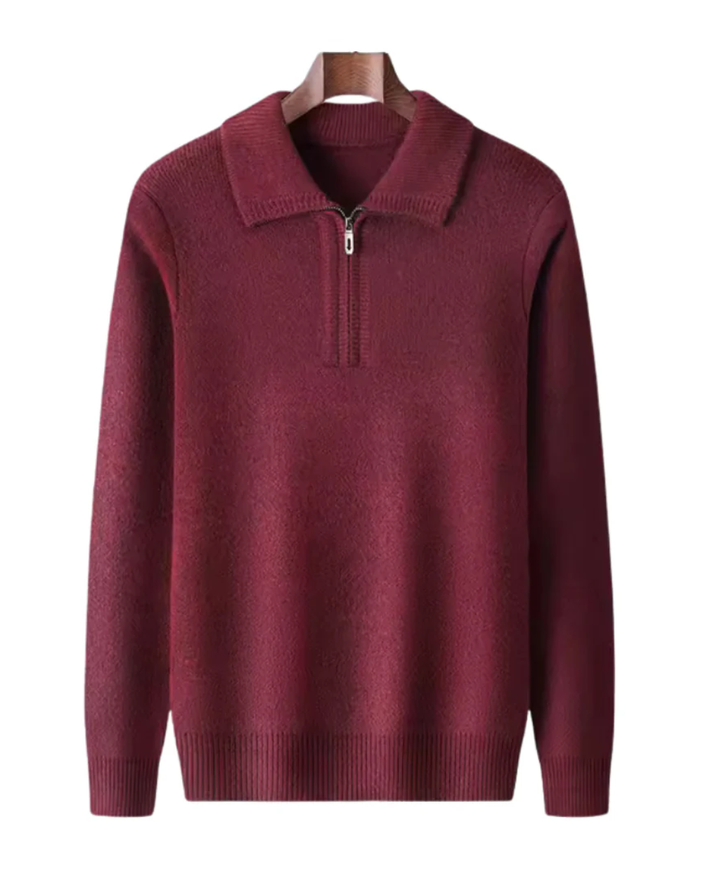 Gstaad Cashmere Quarter Zip Sweater - barva Bordeaux - fotografie 1