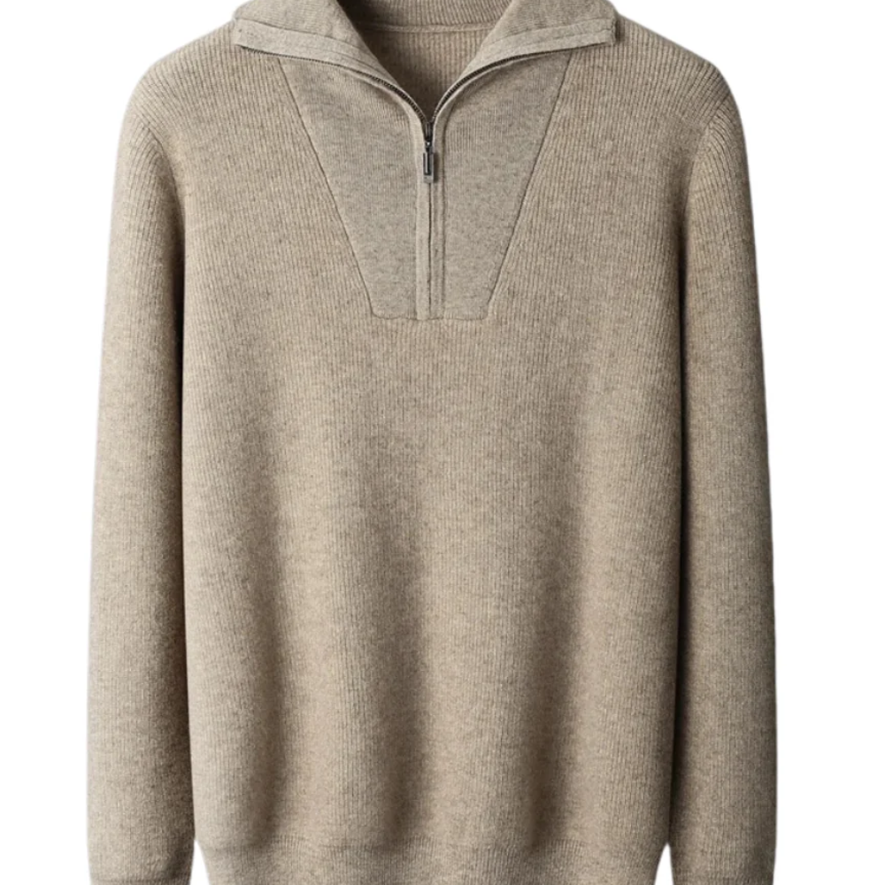 Portofino Cashmere Half Zip Sweater - barva béžová - fotografie 1