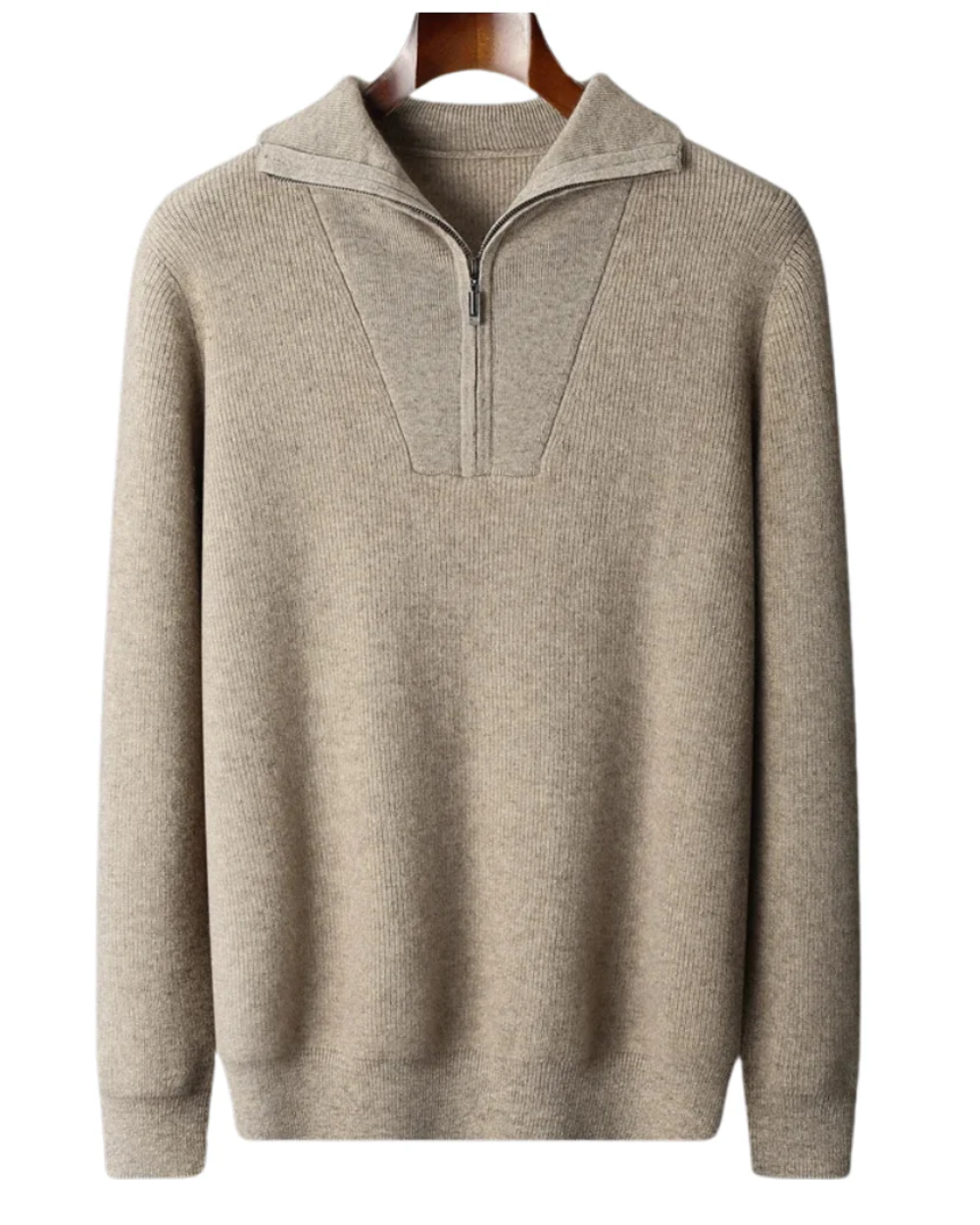 Portofino Cashmere Half Zip Sweater - barva béžová - fotografie 1
