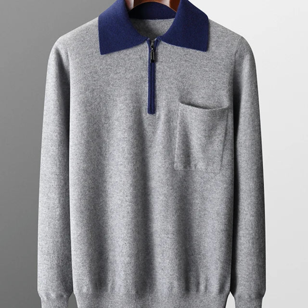 Castelle Cashmere Zip Up Polo - fotografie 3