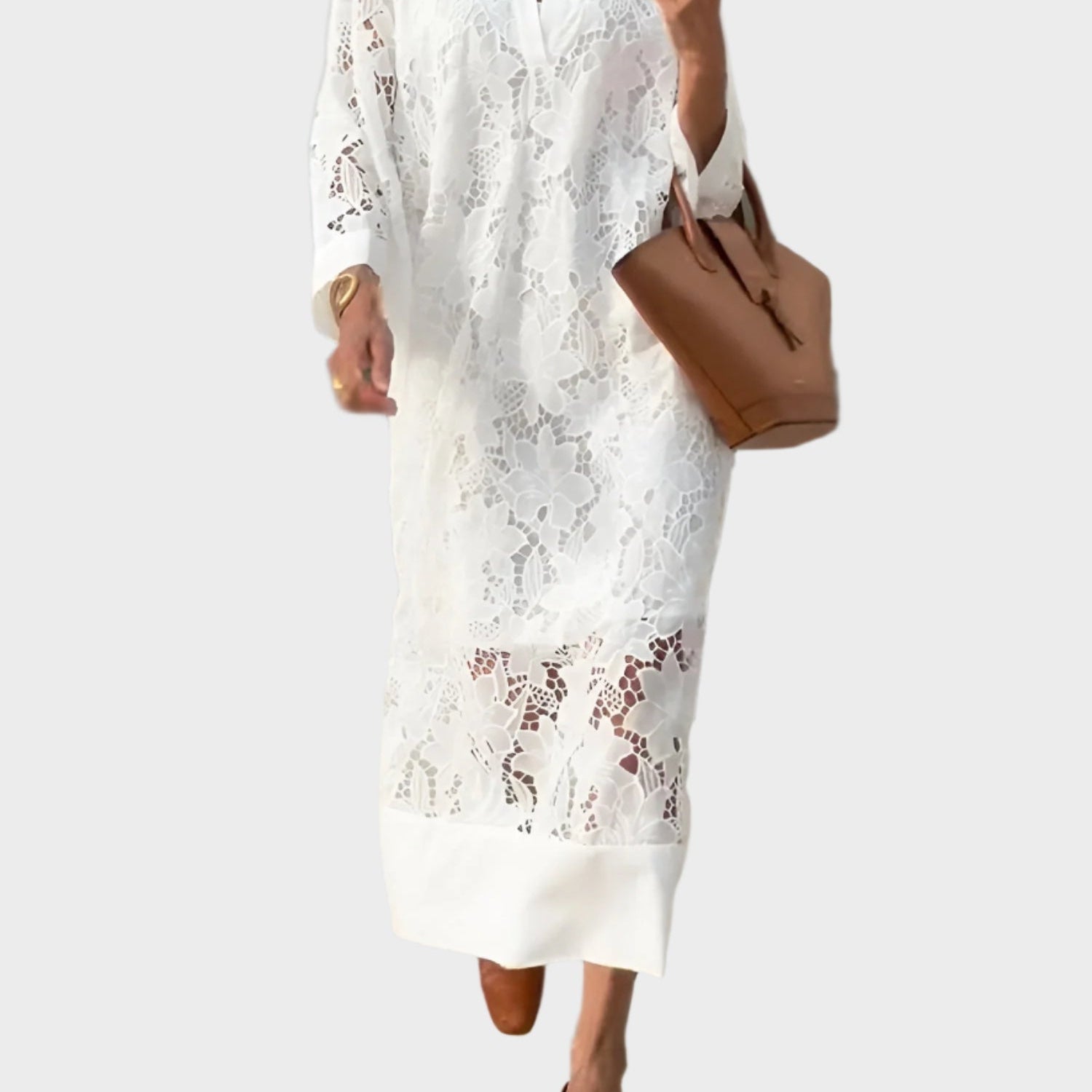 Krajkové Šaty s Vyšívaným Vzorem Lehkým Střihem s Eleganci