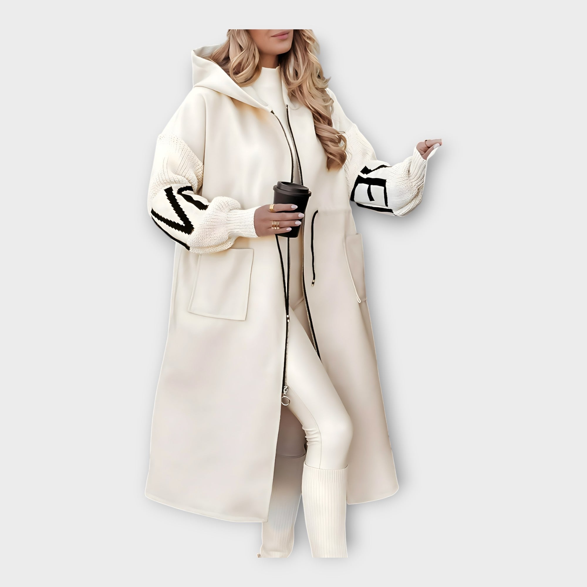 Elegantní Dlouhý Kabát S Moderními detaily Pro Příležitosti