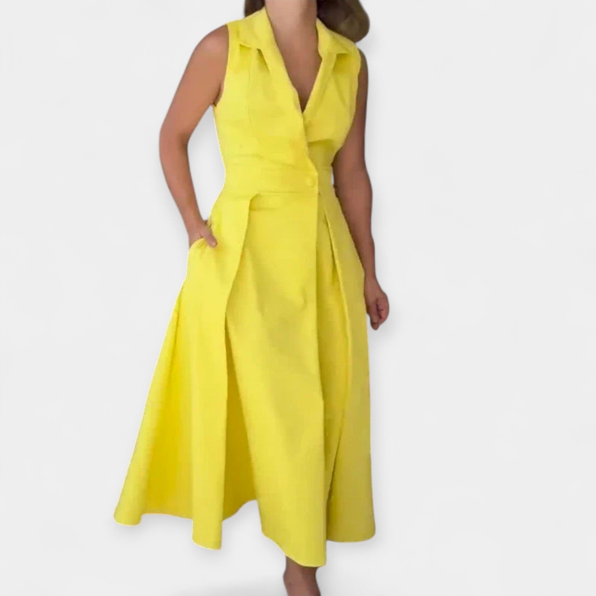 Midi Šaty S Límcem Aline Pohodlný Letní Elegantní Střih