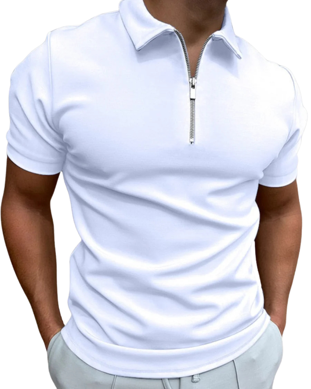 Zip Polo Shirt - barva černá - fotografie 1