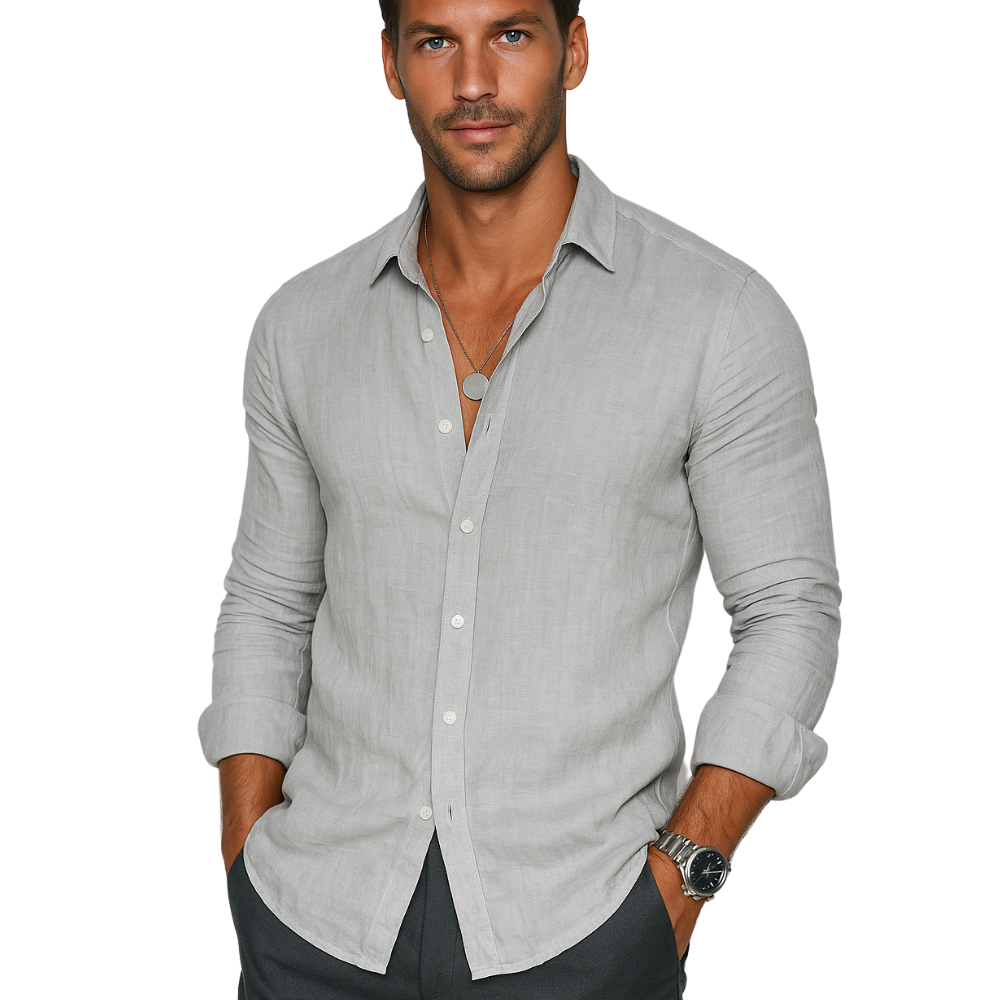 Casual Men's Shirt - barva šedá - fotografie 1