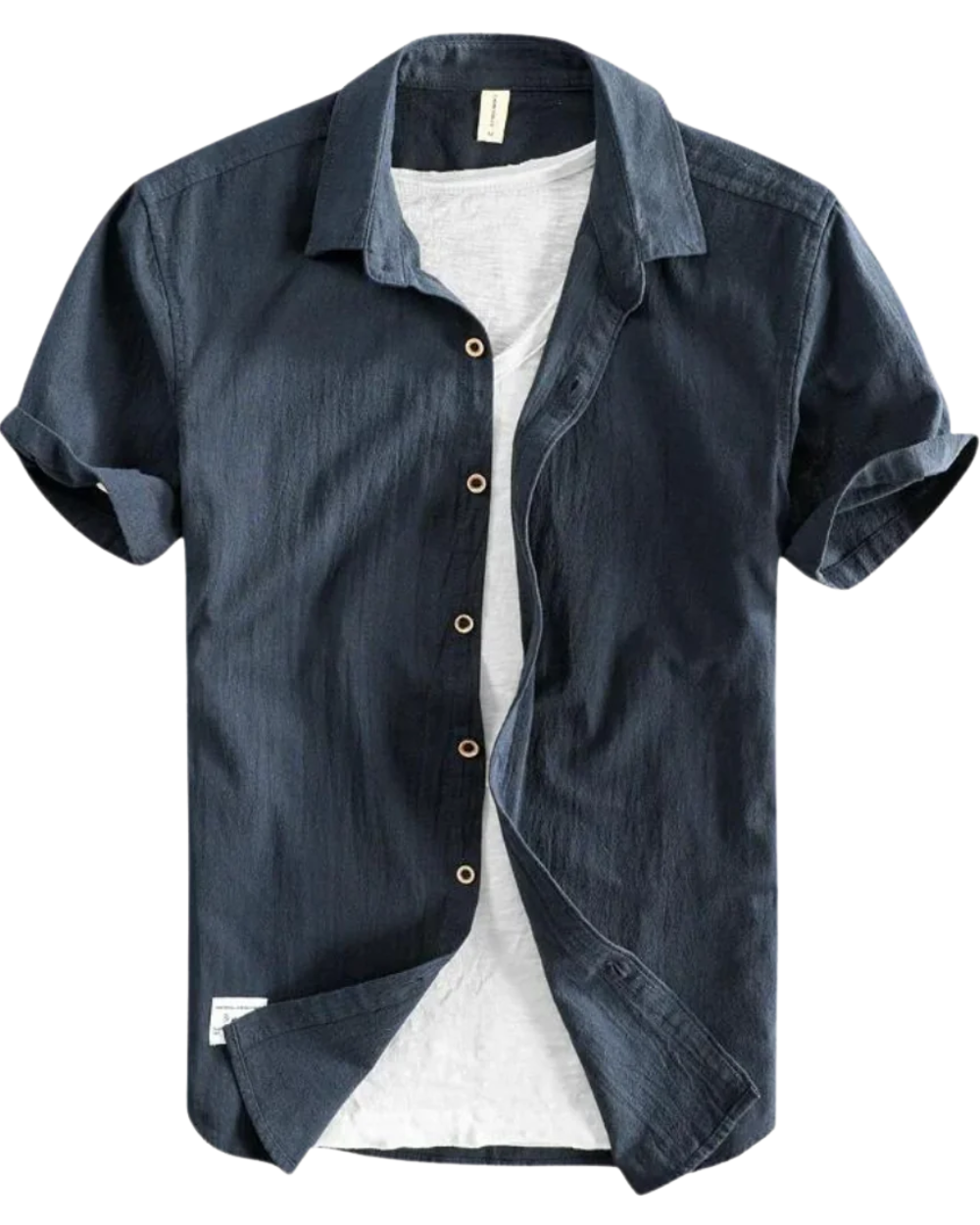 Pánská Letní Lněná Košile - barva Navy Blue - fotografie 1