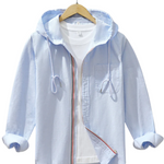 Lněná Mikina s Kapucí - barva Light Blue - fotografie 1