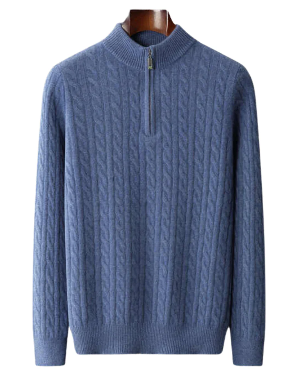 Deneb Cashmere Woven Half Zip - barva modrá - fotografie 1