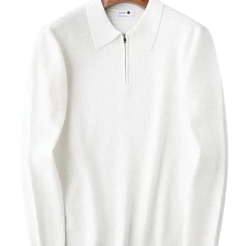 Elegant Men's Zip Sweater - barva hnědá - fotografie 1