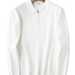 Elegant Men's Zip Sweater - barva hnědá - fotografie 1