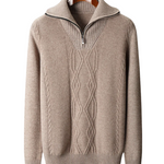 Taranto Merino Wool Zip Sweater - barva béžová - fotografie 1
