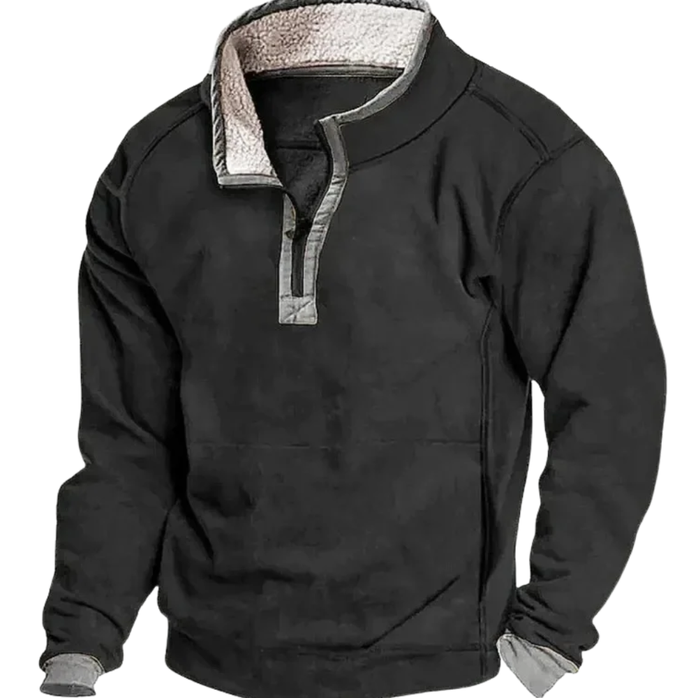 Fleece Zip Sweater - barva černá - fotografie 1