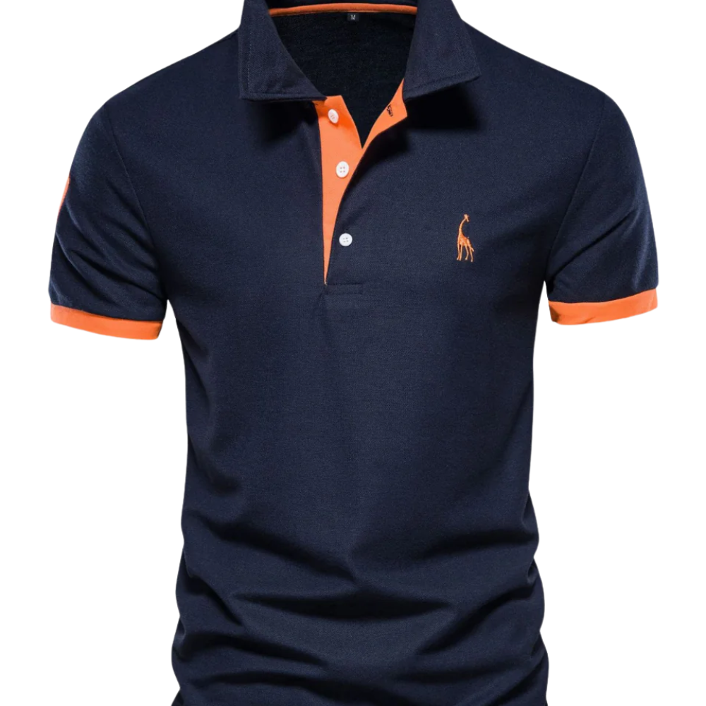 Pánské Polo Tričko Bavlna - barva Orange-Navy Blue - fotografie 1