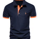 Pánské Polo Tričko Bavlna - barva Orange-Navy Blue - fotografie 1