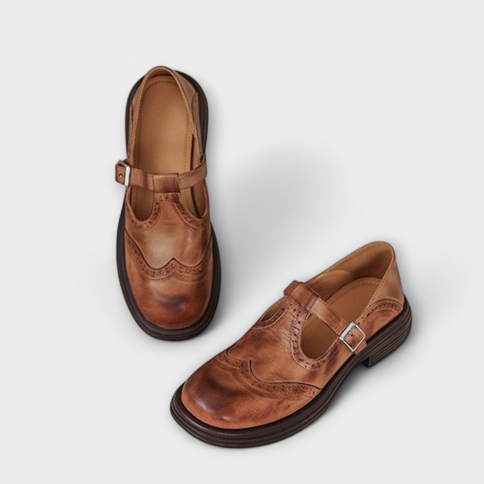 Elegantní Kožené Mary Jane Boty S Páskem A Sponou Pro Ženy